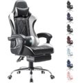Homall Gaming Chair, Computer Chair with Footrest and Massage Lumbar Support, Ergonomic High Back Video Game Chair with Swivel Seat and Headrest (White) by Homall