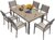 Homall Patio Dining Set 7 Pieces Outdoor Furniture with Large Table and 6 Textilene Chairs for Porch, Poolside, Yard and Garden, Brown by Homall