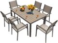 Homall Patio Dining Set 7 Pieces Outdoor Furniture with Large Table and 6 Textilene Chairs for Porch, Poolside, Yard and Garden, Brown by Homall