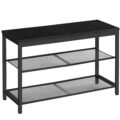 HOOBRO Shoe Bench, 3-Tier Shoe Rack, Industrial Shoe Organizer Storage Bench, 29.5 inches Entry Bench with Mesh Shelves, for Entryway, Living Room, Hallway, Easy Assembly, Black… by HOOBRO
