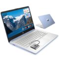 HP 14 Student-Laptop Back to School, Quad-Core Processor (Up to 3.6GHz) 4GB RAM 128GB SSD, Laptops for Student with 1-Year Office 365 Copilot AI Win11, Sky Blue by HP