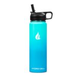 HYDRO CELL Stainless Steel Insulated Water Bottle with Straw - For Cold & Hot Drinks - Metal Vacuum Flask with Screw Cap and Modern Leakproof Sport Thermos for Adults (Teal/Blue... by HYDRO CELL