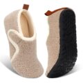Ibeauti Womens Mens House Slippers Rubber Sole Indoor Slipper Socks Lightweight Fleece Lined Slip-on Barefoot Slippers by Ibeauti
