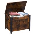 IDEALHOUSE Storage Bench, 23.6″ Retro Wooden Storage Chest with 2 Safety Hinges, Loads 300 lb, Easy Assembly, Storage Ottoman Bench for Bedroom Entryway Living Room, Rustic Brown by IDEALHOUSE