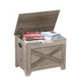 IDEALHOUSE Storage Bench, 23.6″ Retro Wooden Storage Chest with 2 Safety Hinges, Loads 300 lb, Easy Assembly, Storage Ottoman Bench for Bedroom Entryway Living Room, Grey by IDEALHOUSE