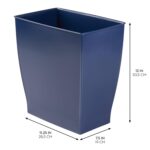 iDesign Plastic Bathroom Vanity Trash Can, 2.5 Gallon/9.5L. Modern Garbage Can for Bedroom, Office, Navy by InterDesign