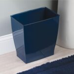 iDesign Plastic Bathroom Vanity Trash Can, 2.5 Gallon/9.5L. Modern Garbage Can for Bedroom, Office, Navy by InterDesign