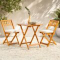 IDZO Heavy Duty 400lbs Capacity Patio Bistro Set 3 Piece Outdoor, Folding Chairs w/Cushion, Square Table – Upgrate 2024 by IDZO