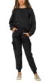 Imily Bela Kids Girls Sweatsuit Lounge sets Crewneck Sweatshirt Casual Drawstring Sweatpants with Pocket by Imily Bela