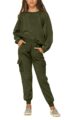 Imily Bela Kids Girls Sweatsuit Lounge sets Crewneck Sweatshirt Casual Drawstring Sweatpants with Pocket by Imily Bela
