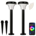 IntelliPath Solar Smart LED Landscape Path or Fence Post with Linkable IR Motion Sensor and Daylight Sensor 160 Lumens 8 Hours on Full Charge RGB Color Changing and Tunable… by East Grove Home