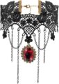 iWenSheng Halloween Costumes Jewelry for Women – Steampunk Black Lace Choker Necklace Gothic Jewelry Accessories, Vampire Choker Necklace Costume for Teen Girls by iWenSheng