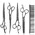JASON Professional Dog Grooming Scissors Set – 6 in 1 Dog Shears Kit with 6.5″ Thinning, 7″ Straight, 7″ Up-Curved, 7″ Down-Curved Shears and Comb for Cat and Pet, Adjustable… by JASON
