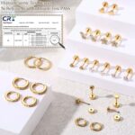 Jstyle Hypoallergenic 14K Gold Plated Flat Back Earrings for Women Men Surgical Stainless Steel Earrings for Sensitive Ears Small Stud Hoop Cartilage Earring Stack Set for... by Jstyle