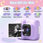 Kids Camera, 1080P Instant Digital Print Camera for Kids, Christmas Birthday Gifts for 4 5 6 7 8 9 10 Year Old Girls Boys, Portable Toy with 32GB SD Card & 3 Rolls Printing... by ETIKEZ