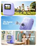 Kids Camera Instant Print, 1080P HD Kids Instant Camera with 32G Card & 3 Rolls Print Paper, Portable Toddler Toy, Christmas Birthday Gifts for Boys Girls Age 3-12 (Purple) by CAMCLID