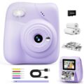 Kids Camera Instant Print, 1080P HD Kids Instant Camera with 32G Card & 3 Rolls Print Paper, Portable Toddler Toy, Christmas Birthday Gifts for Boys Girls Age 3-12 (Purple) by CAMCLID