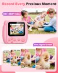 Kids Camera Instant Print, Christmas Birthday Gifts Toys for 3-10 Year Old Girls Boys, 1080P Video 20MP Toddler Digital Camera with 3 Rolls Printing Paper & 32GB Card - Pink by LETSHAHA