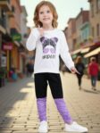 Kids Toddler Girls Clothes Figure Graphic Drop Shoulder Top Pullover Spotted Print Pants Fall Winter Outfit Set by OLMRJKD