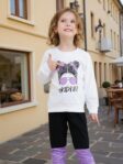 Kids Toddler Girls Clothes Figure Graphic Drop Shoulder Top Pullover Spotted Print Pants Fall Winter Outfit Set by OLMRJKD