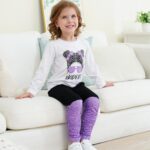 Kids Toddler Girls Clothes Figure Graphic Drop Shoulder Top Pullover Spotted Print Pants Fall Winter Outfit Set by OLMRJKD