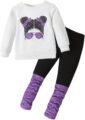 Kids Toddler Girls Clothes Figure Graphic Drop Shoulder Top Pullover Spotted Print Pants Fall Winter Outfit Set by OLMRJKD