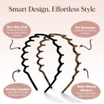 Kitsch Zig Zag Headbands for Women Non Slip – Fashion Accessories for Slicked Back Styles - Comfortable Comb Headband with Teeth | Ideal Gifts for Women - Tortoise & Black... by Kitsch