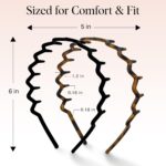 Kitsch Zig Zag Headbands for Women Non Slip – Fashion Accessories for Slicked Back Styles - Comfortable Comb Headband with Teeth | Ideal Gifts for Women - Tortoise & Black... by Kitsch
