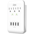 KMC 3-Outlet Wall Mount Surge Protector, 900 Joules, 4 USB 4.8 AMP USB Charging Ports, Phone Holder Cradle for Home, School or Office, ETL Certified by KMC