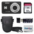 KODAK PIXPRO FZ55 16MP Digital Point & Shoot Camera, 5X Optical Zoom, 28mm Wide Angle, 1080P Full HD Video, Bundle with 32GB SD Card, Protective Case, and Hi-Speed Card Reader… by KODAK