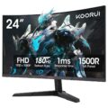 KOORUI 24 inch Curved Gaming Monitor 180Hz FHD 1080P Computer Monitor, 1ms 1500R Display, Adaptive Sync, FreeSync Premium, HDMI 2.0X2 & DP 1.2, VESA, Tilt, 24E6CA by KOORUI