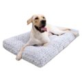 KSIIA Washable Dog Bed Deluxe Plush Dog Crate Beds Comfy Kennel Pad Anti-Slip Pet Sleeping Mat for Large, Jumbo, Medium, Small Dogs Breeds, 35″ x 23″, Gray by KSIIA