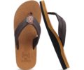 KuaiLu Men’s Yoga Mat Leather Flip Flops with Arch Support Comfortable Cushion Walking Thong Sandals Slip On Indoor Outdoor by KuaiLu