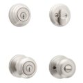 Kwikset Juno Keyed Entry Door Knob and Single Cylinder Deadbolt Combo Pack with Microban Antimicrobial Protection Featuring SmartKey Security in Satin Nickel by Kwikset