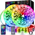 Leeleberd Led Lights for Bedroom 100 ft (2 Rolls of 50ft) Music Sync Color Changing RGB Led Strip Lights with Remote App Control Bluetooth Led Strip, Lights for Room Home… by Leeleberd