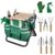 LeMotech Garden Tool Set,10 Pieces Heavy Duty Gardenting Tool Kit, Folding Stool with Detachable Tote Bag, Thicker Stainless Steel Tools (Trans-Planter,Trowel,Weeder etc.) for… by LeMotech