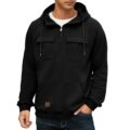 Lepunuo Men’s Cargo Hoodies Quarter Zip Sweatshirts Tactical Pullover Casual Gym Athletic Loose Hooded Sweatshirts by Lepunuo