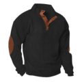 Lexiart Men’s Casual Corduroy Sweatshirt Long Sleeve Thermal Stand Collar Button Pullover Sweatshirts by Lexiart