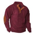 Lexiart Men’s Casual Corduroy Sweatshirt Long Sleeve Thermal Stand Collar Button Pullover Sweatshirts by Lexiart