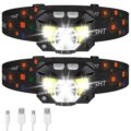 LHKNL Headlamp Flashlight, Lumen Ultra-Light Bright LED Rechargeable Headlight with White Red Light, 2-Pack Waterproof Motion Sensor Head Lamp,8 Modes for Outdoor Camping… by LHKNL