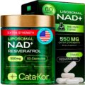 Liposomal NAD+ Supplement with Resveratrol – NMN Supplement Alternative – Third-Party Tested – Advanced NAD Resveratrol – 60 Capsules – 30-Day Supply by Cata-Kor