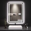 LOAAO 24X32 LED Bathroom Mirror with Lights, Anti-Fog, Dimmable, Backlit + Front Lit, Lighted Bathroom Vanity Mirror for Wall, Memory Function, Tempered Glass, Shatter-Proof,… by LOAAO