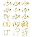 LOLIAS Flat Back Earrings for Women Hypoallergenic Surgical Steel Earrings for Sensitive Ears-20G Cartilage Earring Stacks 14K Gold Plated Hoops Flatback Stud Earring Sets for… by LOLIAS