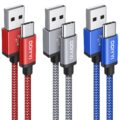 Long USB C Cable 10 ft 3-Pack, USB to USB C Cable 10ft Fast Charging, USBA to USBC Charger 10 ft Cord Braided for iPhone 17 Air 17 16e 16/16 Plus/16 Pro/16 Pro Max/iPhone 15… by DDIYYI