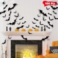 LUDILO 100pcs Bats Halloween Decorations: Halloween Bats Wall Décor Bat Stickers Decals PVC 3D Wall Bat Scary Stickers Halloweens Party Decorations Indoor Outdoor DIY Home… by LUDILO