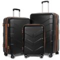 Luggage Sets 3 Piece with Spinner Wheel, Hardside Suitcase Set with TSA Lock, Expandable Lightweight Travel Luggage for Men and Women, Black by TILYMOL