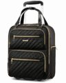 LUGGEX Underseat Carry On Luggage with Wheels, Stylish Lightweight Under Seat Luggage, Soft Sided Personal Item Suitcase for Short Trip (Black, 16 Inch) by LUGGEX