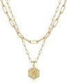 M MOOHAM Dainty Initial Necklaces for Women, 14K-Gold-Plated Layering Necklace for Women Cute Hexagon Letter Initial Necklace Layered Necklaces for Womens Gifts by M MOOHAM