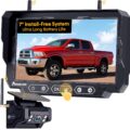 Magnetic Solar Wireless Backup Camera: 7″ Portable 1 Min Easy Install Scratch-Proof No Delay Backup Camera for Truck Rechargeable HD 1080P for Trailer Small RV Camper Pemacom P15 by pemacom