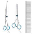 Maxshop Dog Grooming Scissors with Safety Round Tips, Heavy Duty Titanium Pet Grooming Trimmer Kit, Professional Thinning Shears, Curved Scissors with Comb for Dogs and Cats… by Maxshop